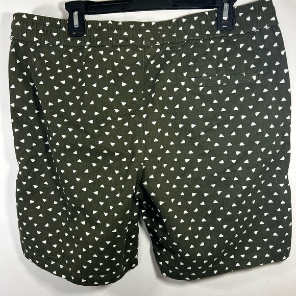 Zipcode Mens Size XL Olive Green White Triangle Cotton Drawstring Beach Shorts - Picture 4 of 7